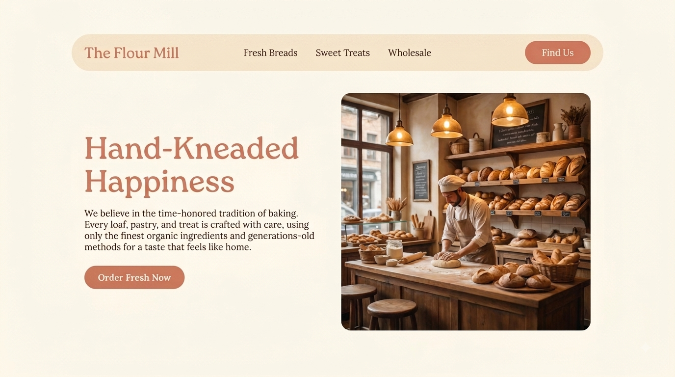 Bakery landing page hero