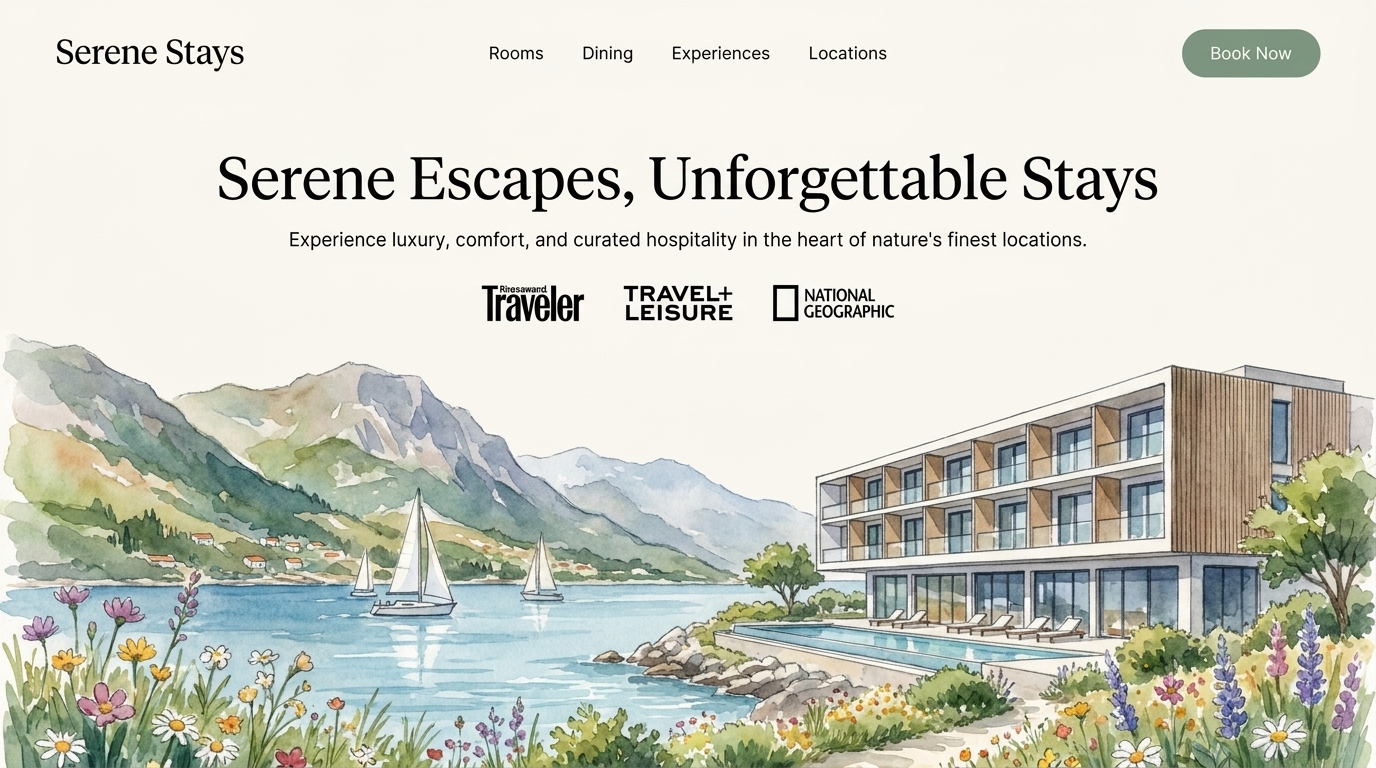 Hotel landing page hero