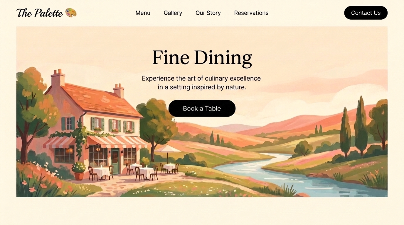 Restaurant landing page hero