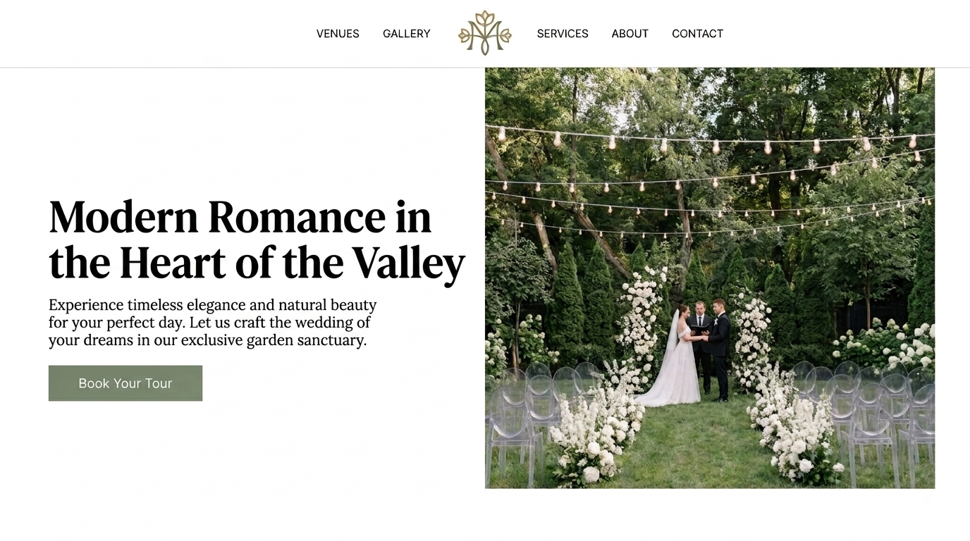 Wedding venue landing page hero